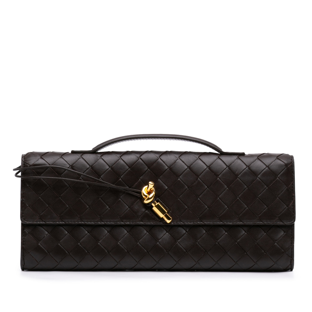 Pre-Loved Bottega Veneta Lambskin Intrecciato Andiamo Clutch